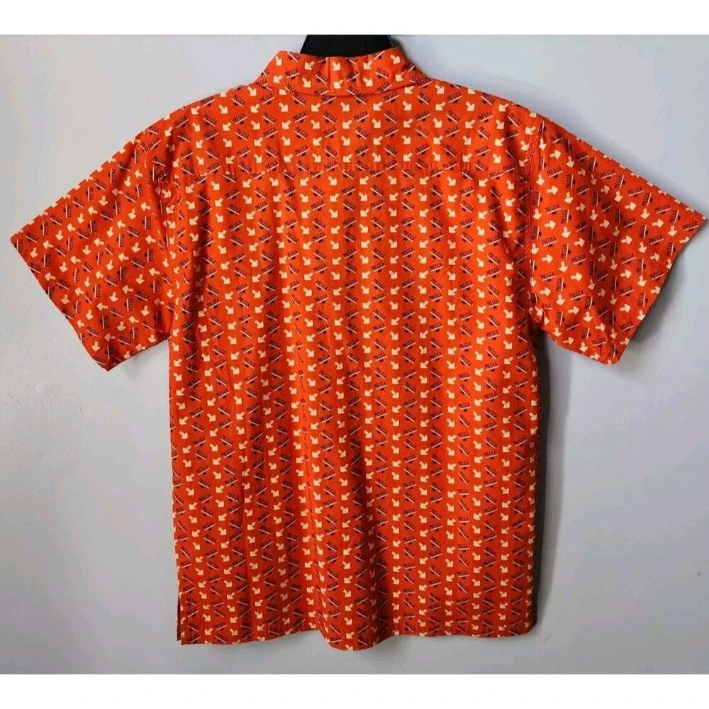 VTG Nwt Mecca Shirt Boys XL 18/20 Spellout Orange Short Sleeve Button Up Hip Hop